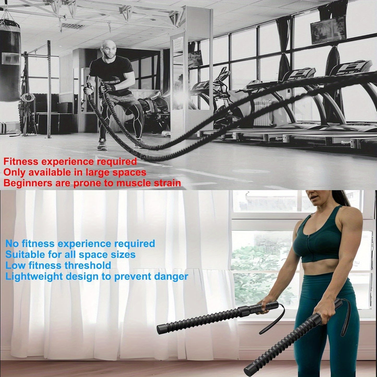 Cordless Combat Rope For Home Gym And Portable Fitness
