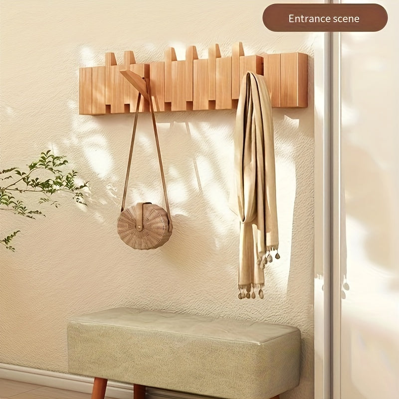 Ecoboom Boho Style Wooden Piano Key Wall Rack Coat Hook