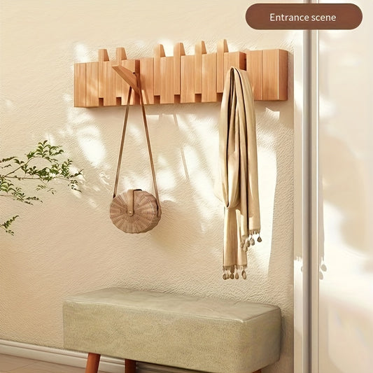 Ecoboom Boho Style Wooden Piano Key Wall Rack Coat Hook