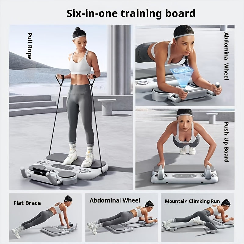 [Multifunctional Core Trainer] 6-in-1 Multi-Purpose Pilates and Abdominal Training Board Set - 1pc ABS with Resistance Band, Ab Roller, Push-Up Board, Counter, and Knee Pads for Total Body Core Workout - Revitalize Mind Body