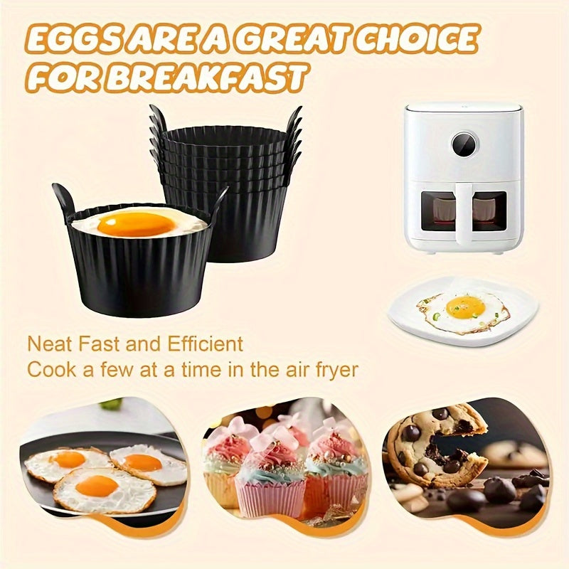 3pcs Black Silicone Air Fryer Baking Ramekins - Non-Stick, Food-Grade, Heat-Resistant Oven & Air Fryer Safe - Ideal for Eggs, Cupcakes, Muffins, Puddings, Tarts, Custards - Healthy Cooking Essentials, Air Fryer Accessories, K - Revitalize Mind Body