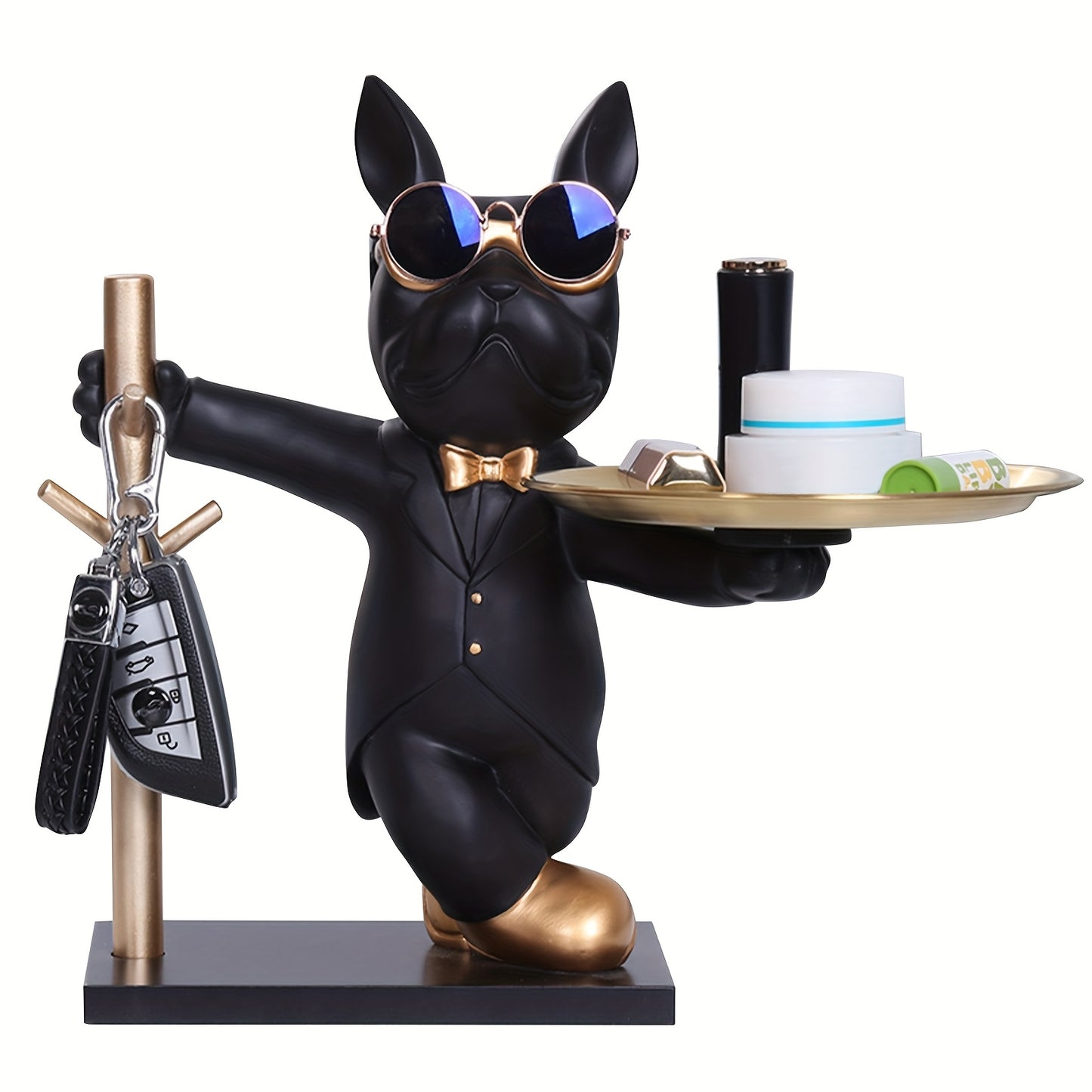 YGJT Resin Bulldog Tray Key Holder Jewelry Tray Decor