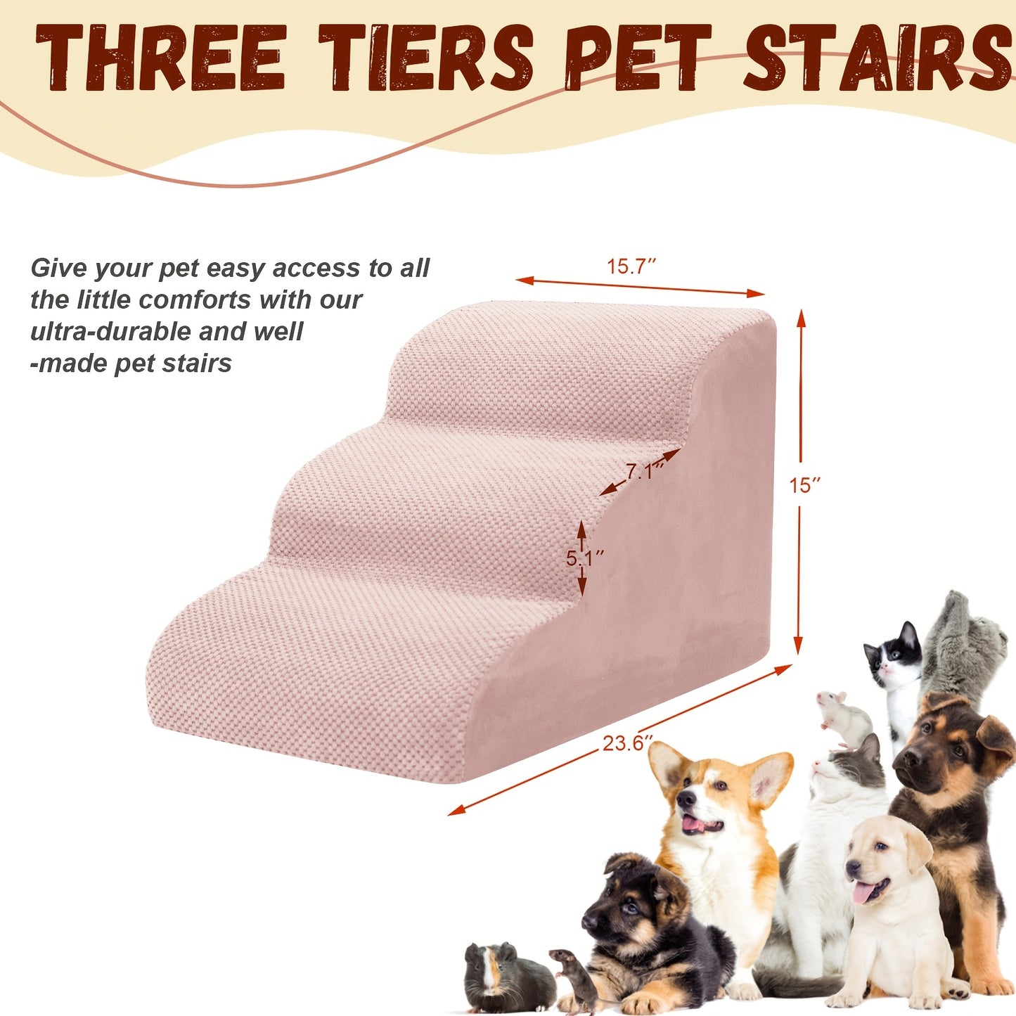 NIUBYA Premier Wide Dog Stairs with Non Slip Bottom