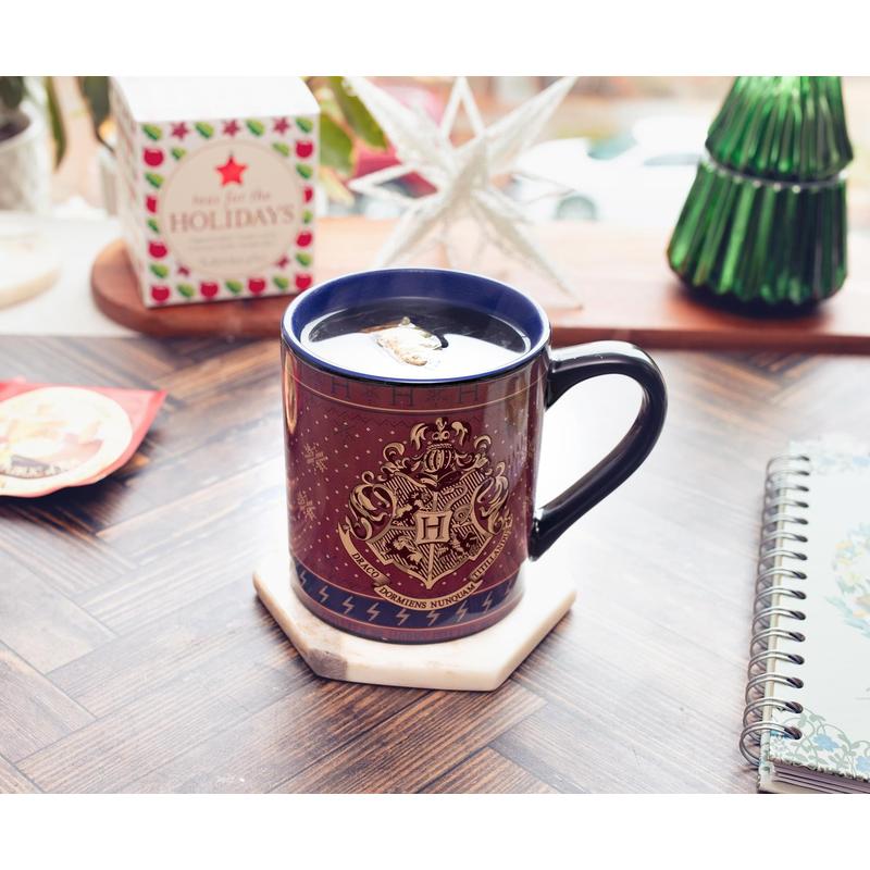 Silver Buffalo Harry Potter Hogwarts Crest Holiday Sweater Heat-Reveal Ceramic Mug