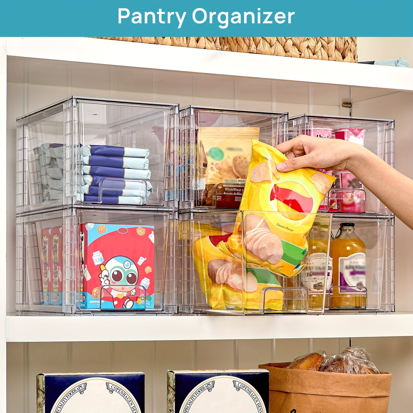 Large Stackable Clear Acrylic Food Storage Containers