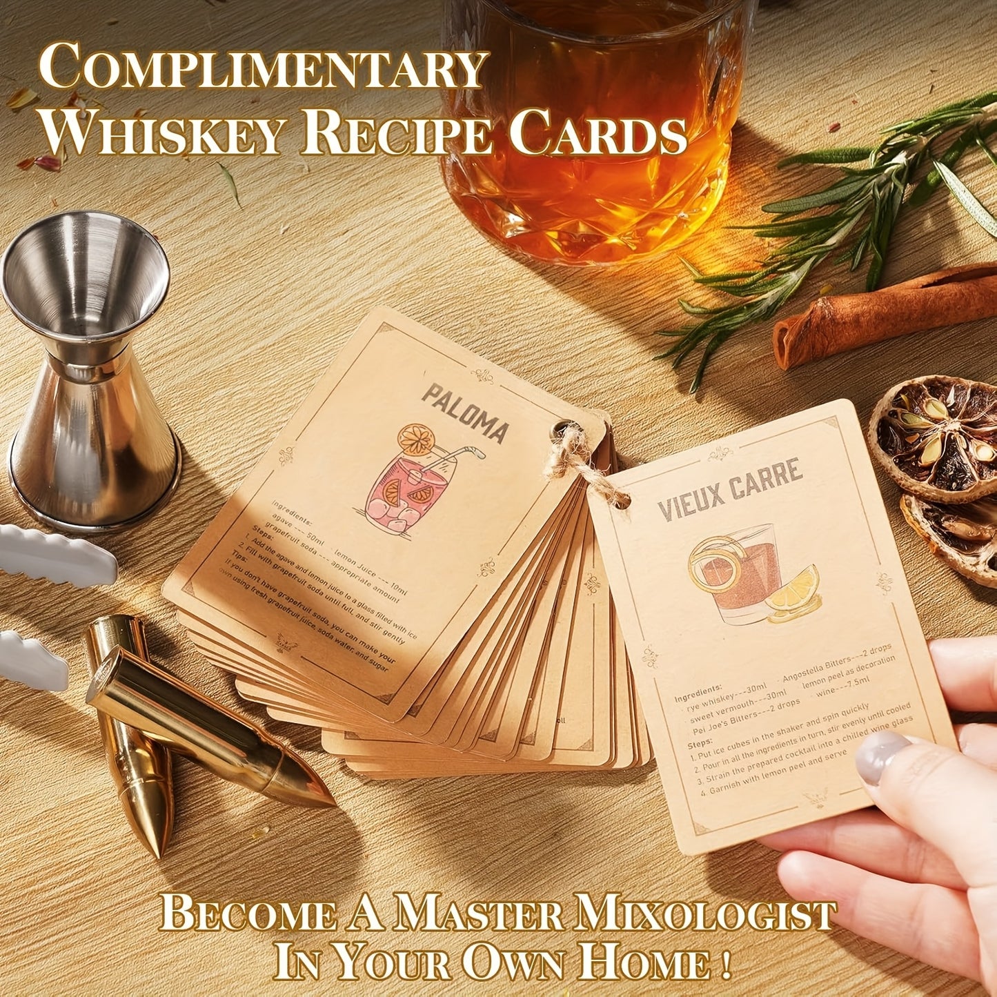 Stainless Steel Bullet Whiskey Cooling Stones With Wooden Box