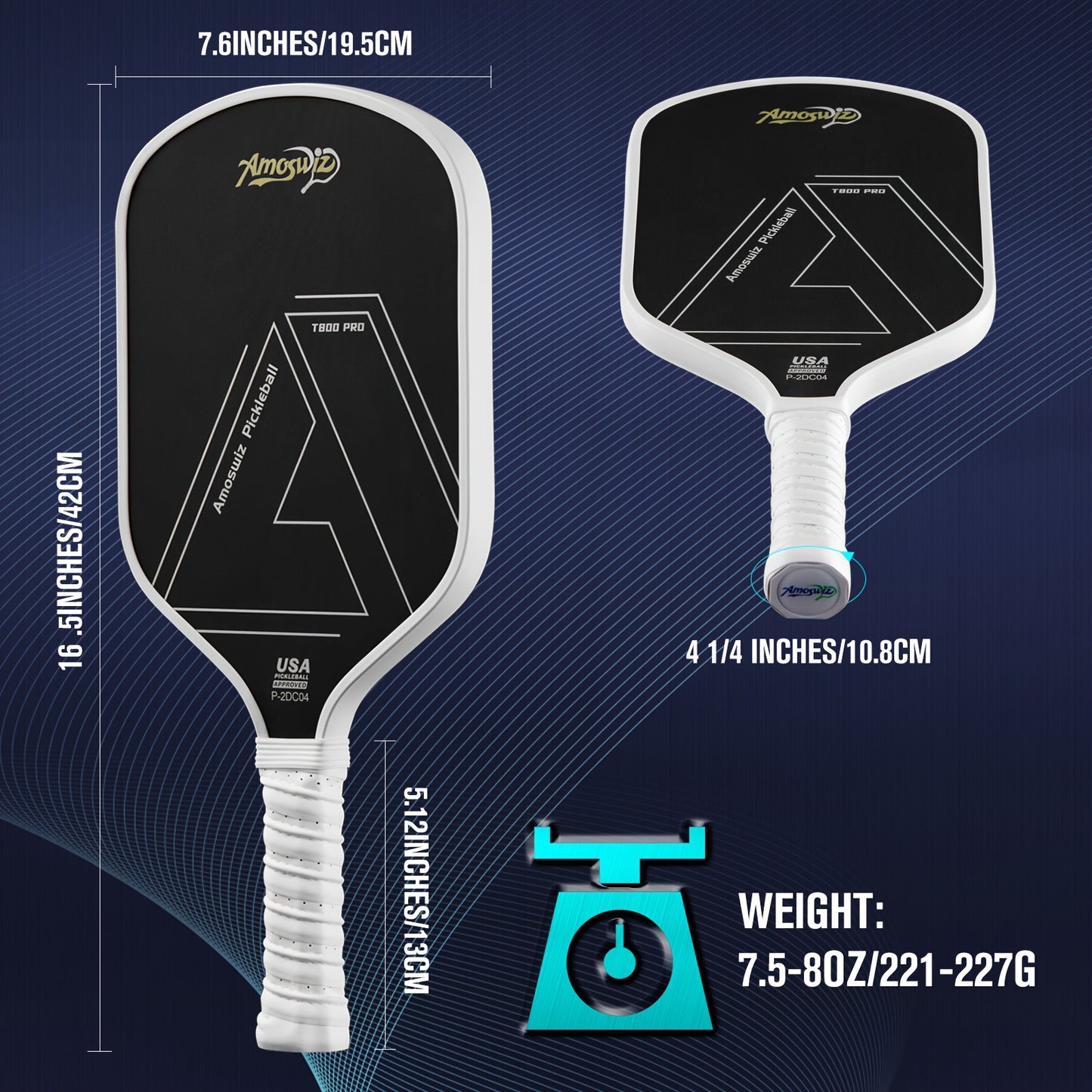 AMOSWIZ T900 Carbon Fiber Pickleball Paddle With Spin Power