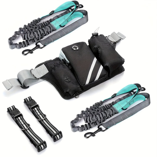 Extendable Hands Free Dog Leash Set With Waist Pack