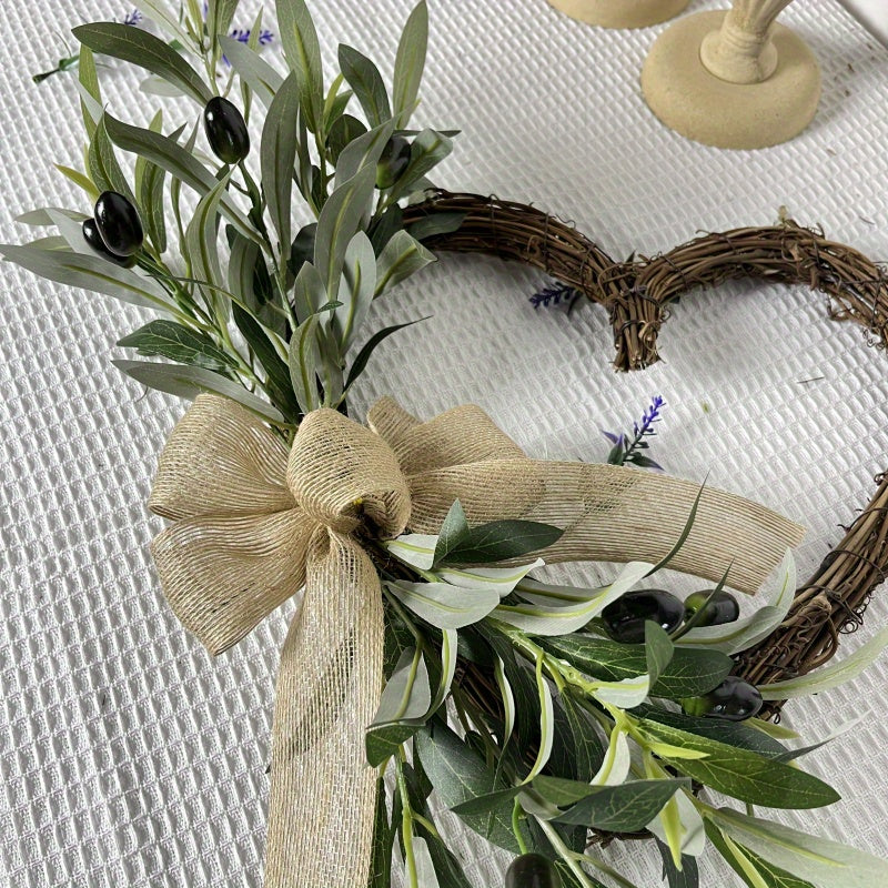 Rustic Heart Shaped Olive And Berry Garland Home Decor