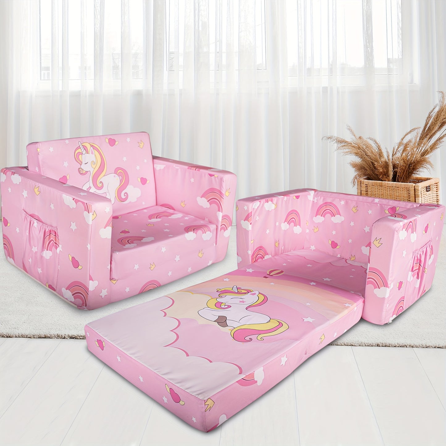 PRIMLECT Kids 2-in-1 Fold Out Toddler Sofa Lounger Reading