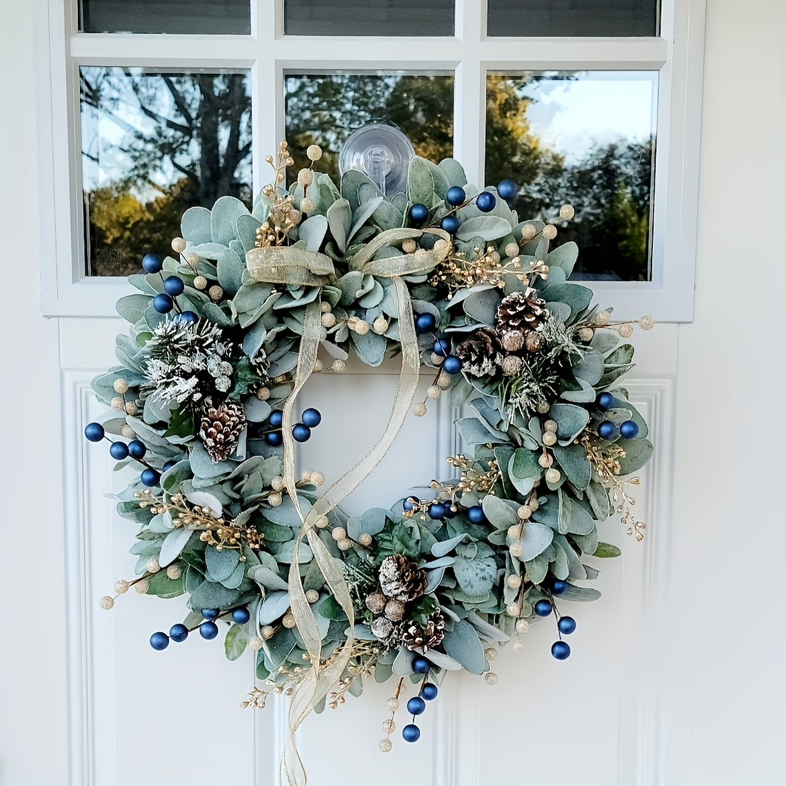 Classic Christmas Eucalyptus Leaf Wreath With Pine Cones