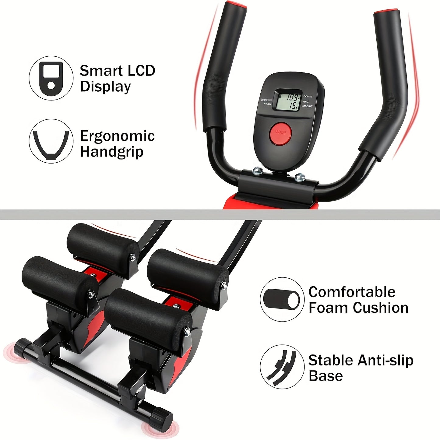 RMB Adjustable Foldable Abdominal Trainer With LCD Display