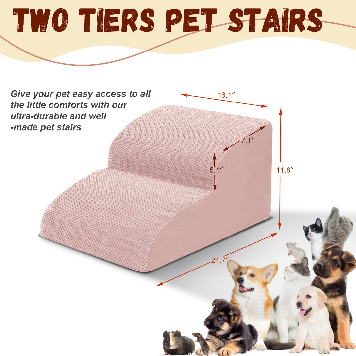 NIUBYA Premier Wide Dog Stairs with Non Slip Bottom