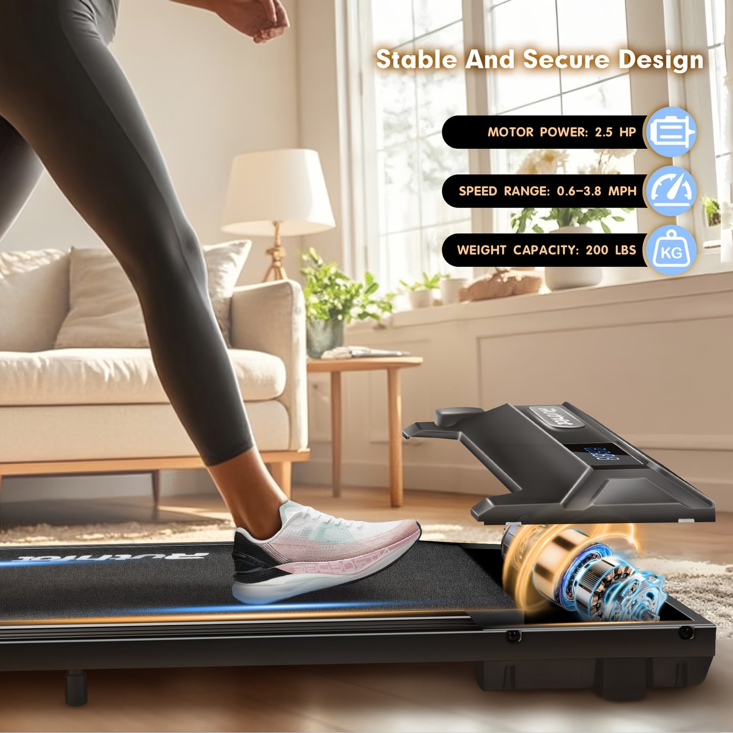 Portable Treadmill by Manufacturer Quiet Space Saving Design