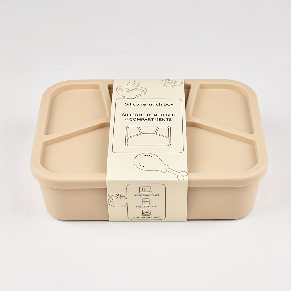 Premium Minimalist Silicone Lunch Box With Four Compartments Microwave Safe - Revitalize Mind Body