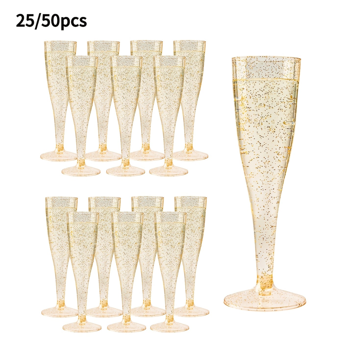 Transparent Glitter Champagne Flutes Reusable Stackable BPA Free