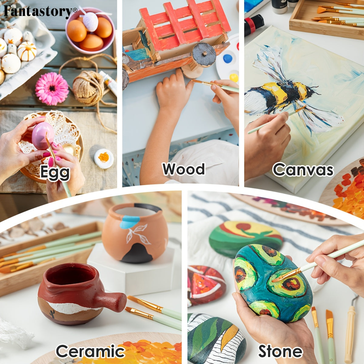 Fantastory 24Pcs Acrylic Paint Set Professional Craft Kit