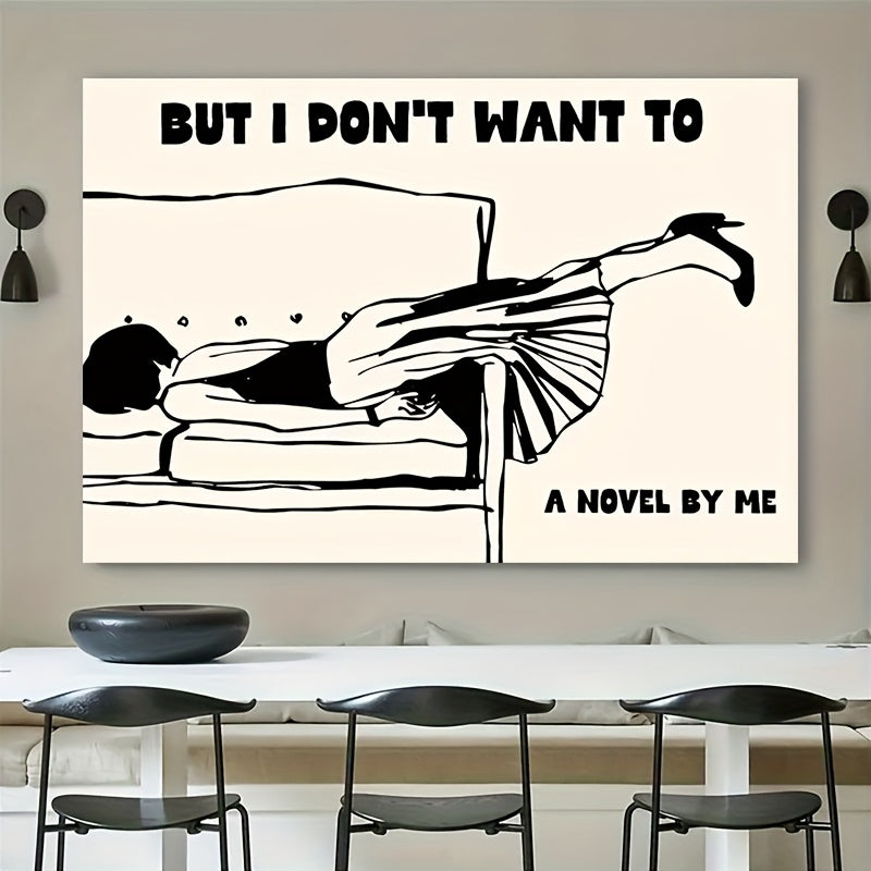 Wrapped Wooden Framed Canvas Poster With Funny Quotes Wall Art