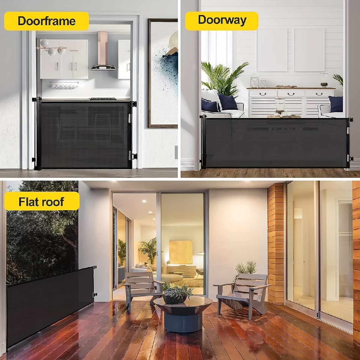 Versatile Retractable & Pet Gate, No Drilling Required - Black Nylon Mesh, Extends 55" Wide, 33.9" High, Ideal for Doorways, Stairs, Hallways, Decks, and Porches, Retractable Doorway Gate|Versatile Home Gate|Durable Nylon Mes - Revitalize Mind Body