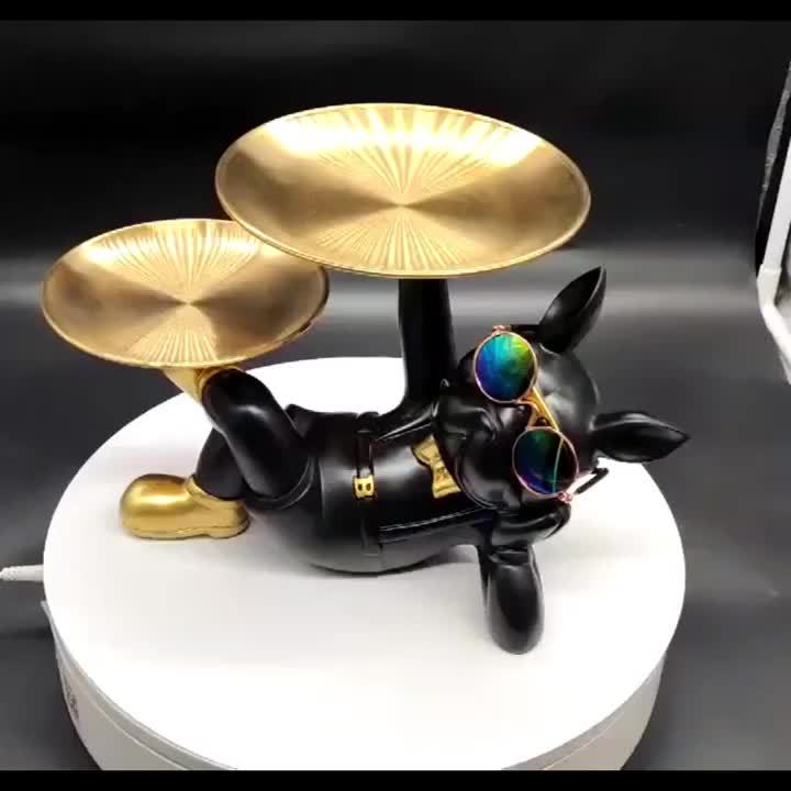 French Bulldog Figurine Resin Sculpture Tray Home Decor Gift