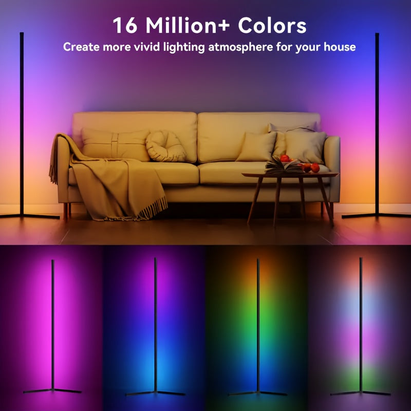 Corner Floor Lamp With RGB LED Remote App Music Sync