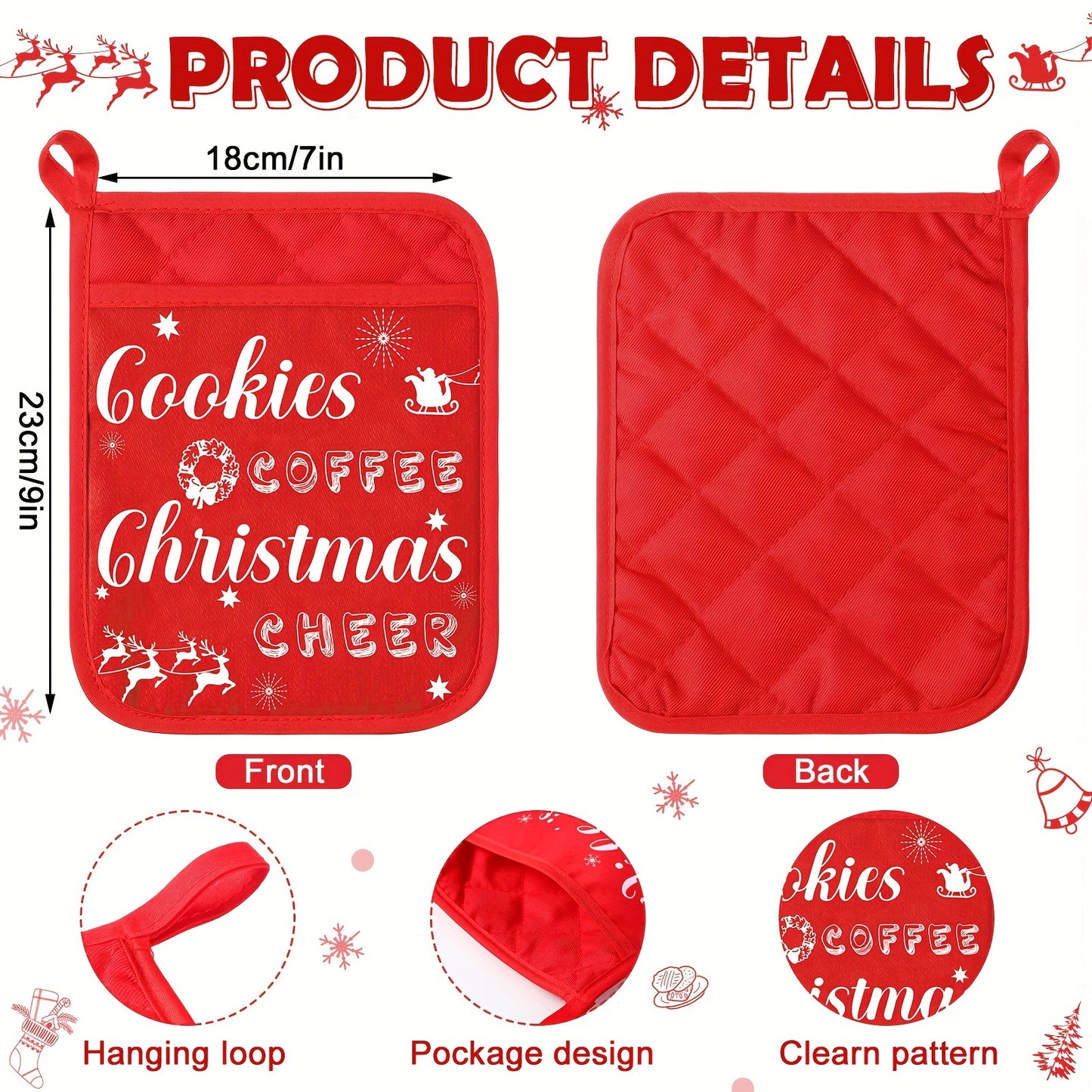 Roowest Christmas Pot Holders With Silicone Spatula Set Wooden Handles