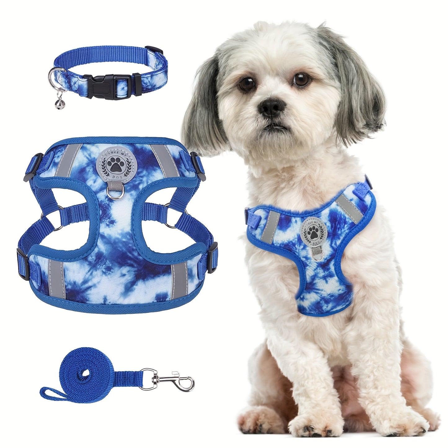 BEAUTYZOO No-Pull Dog Harness Collar And Leash Set