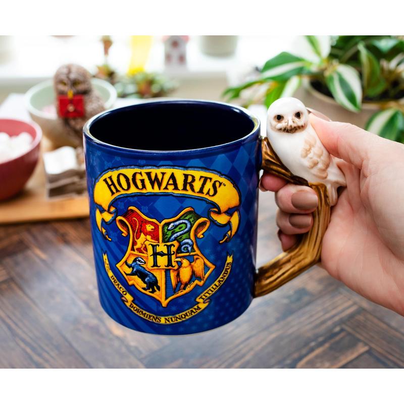 Silver Buffalo Harry Potter Hogwarts Crest Sculpted Handle Mug