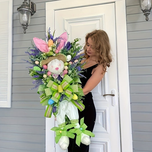 Rabbit Shaped Wreath Vintage Spring Door Hanging Decoration