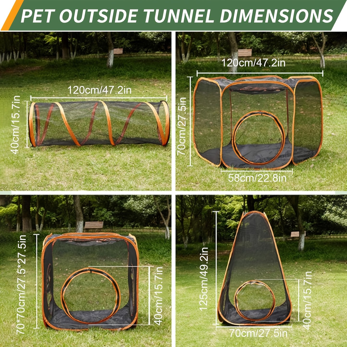 6-in-1 Foldable Pet Playpen - Interactive Design, Black/Orange, for Cats & Dogs, Outdoor/Indoor Use, Tunnel & Tent - Revitalize Mind Body