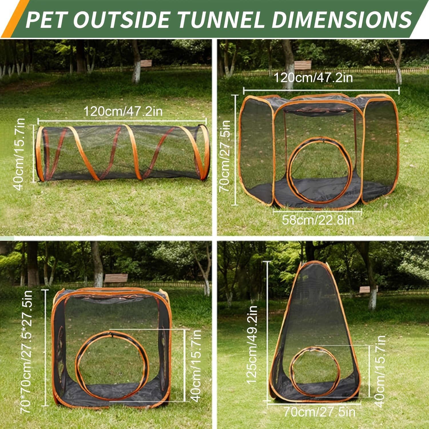6-in-1 Foldable Pet Playpen - Interactive Design, Black/Orange, for Cats & Dogs, Outdoor/Indoor Use, Tunnel & Tent - Revitalize Mind Body