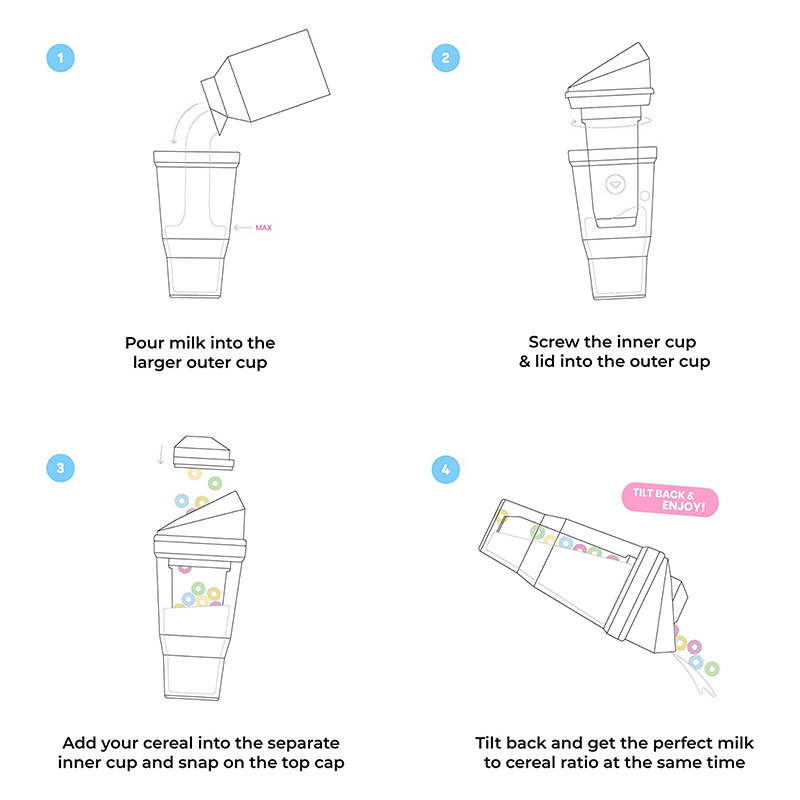 Portable Grain Cup with Lid BPA Free Leakproof Meal Container