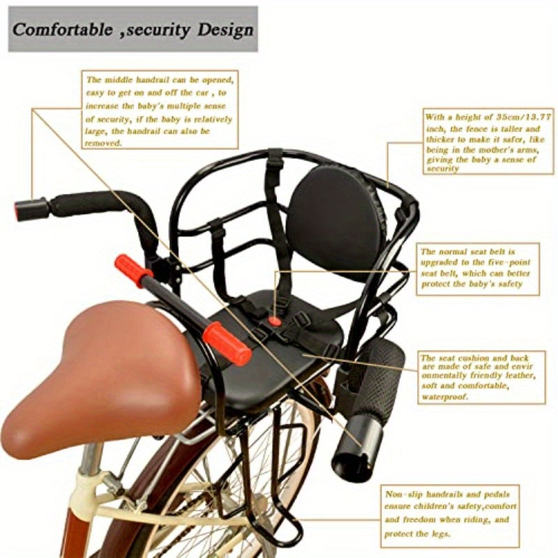 Safety-Certified Rear Mount Child Bike Seat for Kids 1-7 Years & Up to 100 lbs - Adjustable Removable Handrails, Steel Frame, Breathable Cushion & Footrests - Easy Install on Adult, Mountain & Electric Bikes (Black), Bicycle - Revitalize Mind Body