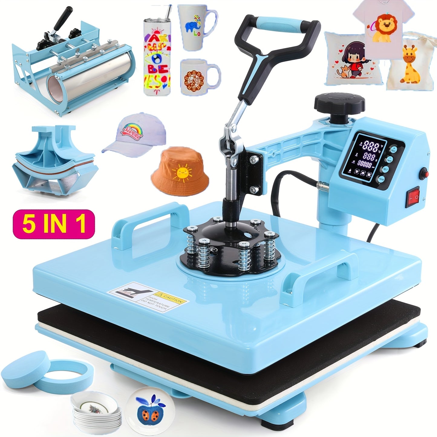 HOMDOX Sublimation Heat Press 8-In-1 Professional Combo