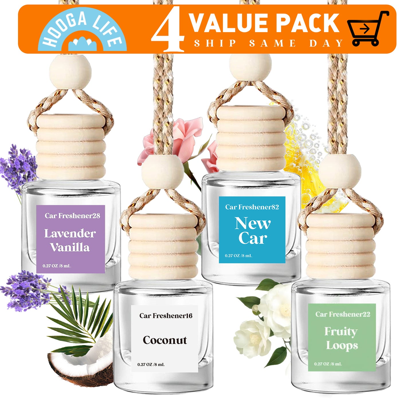 Hoogalife 4 Combo Car Air Fresheners Hanging Diffuser