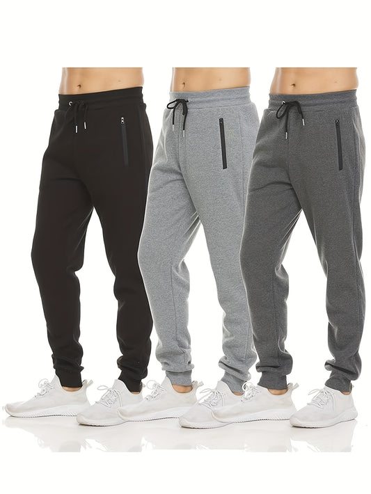 Mens Fleece Joggers Sweatpants With Zipper Pockets Casual