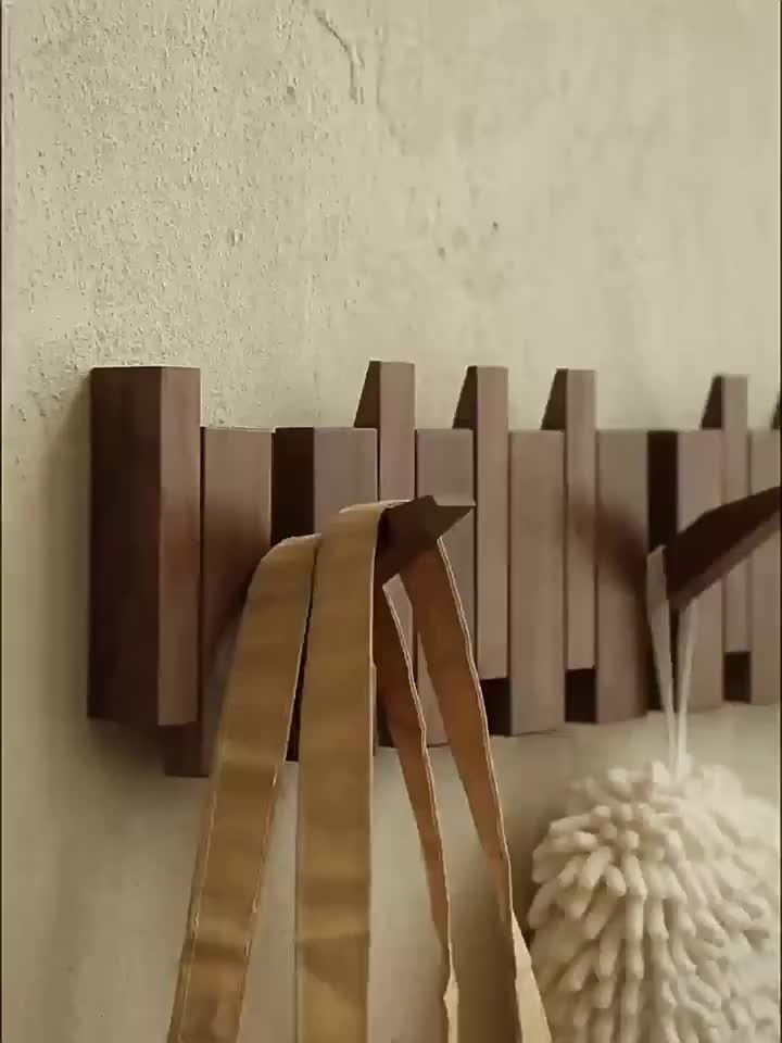 Ecoboom Boho Style Wooden Piano Key Wall Rack Coat Hook