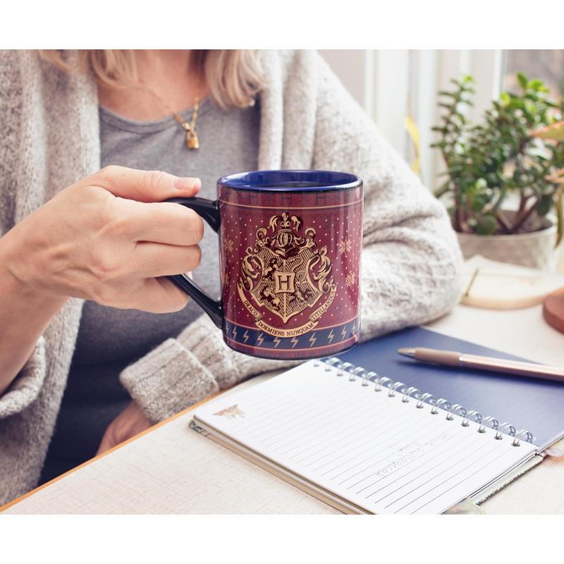 Silver Buffalo Harry Potter Hogwarts Crest Holiday Sweater Heat-Reveal Ceramic Mug