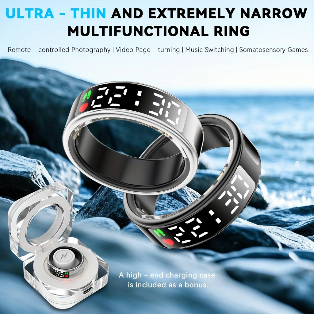 [Aura Pro Smart Ring] Aura Pro Stainless Steel Smart Ring | Activity & Sleep Tracker, Swimming Monitor, Gesture Photo Control | Long Battery Life, Portable Charging Case, Father's Day/Mother's Day Tech Gift For Women - Revitalize Mind Body
