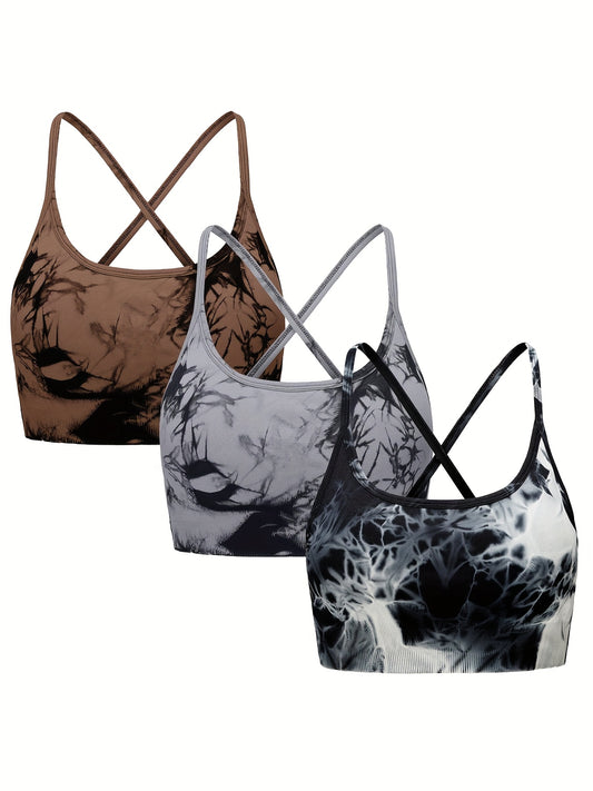Padded Strappy Sports Bra For Women, Medium Support Yoga - Revitalize Mind Body