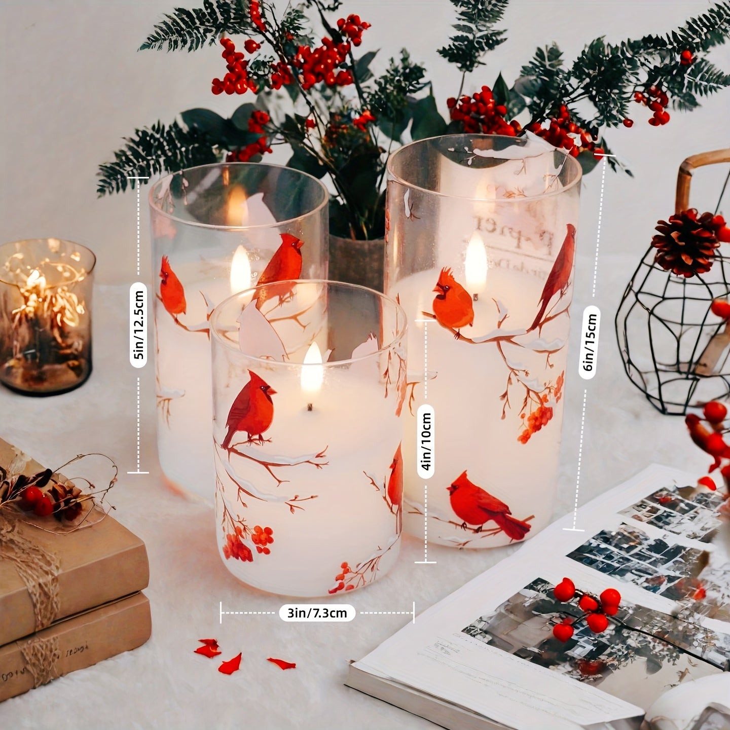 Flameless Candles Trio Battery Operated Uplight Plastic Containers