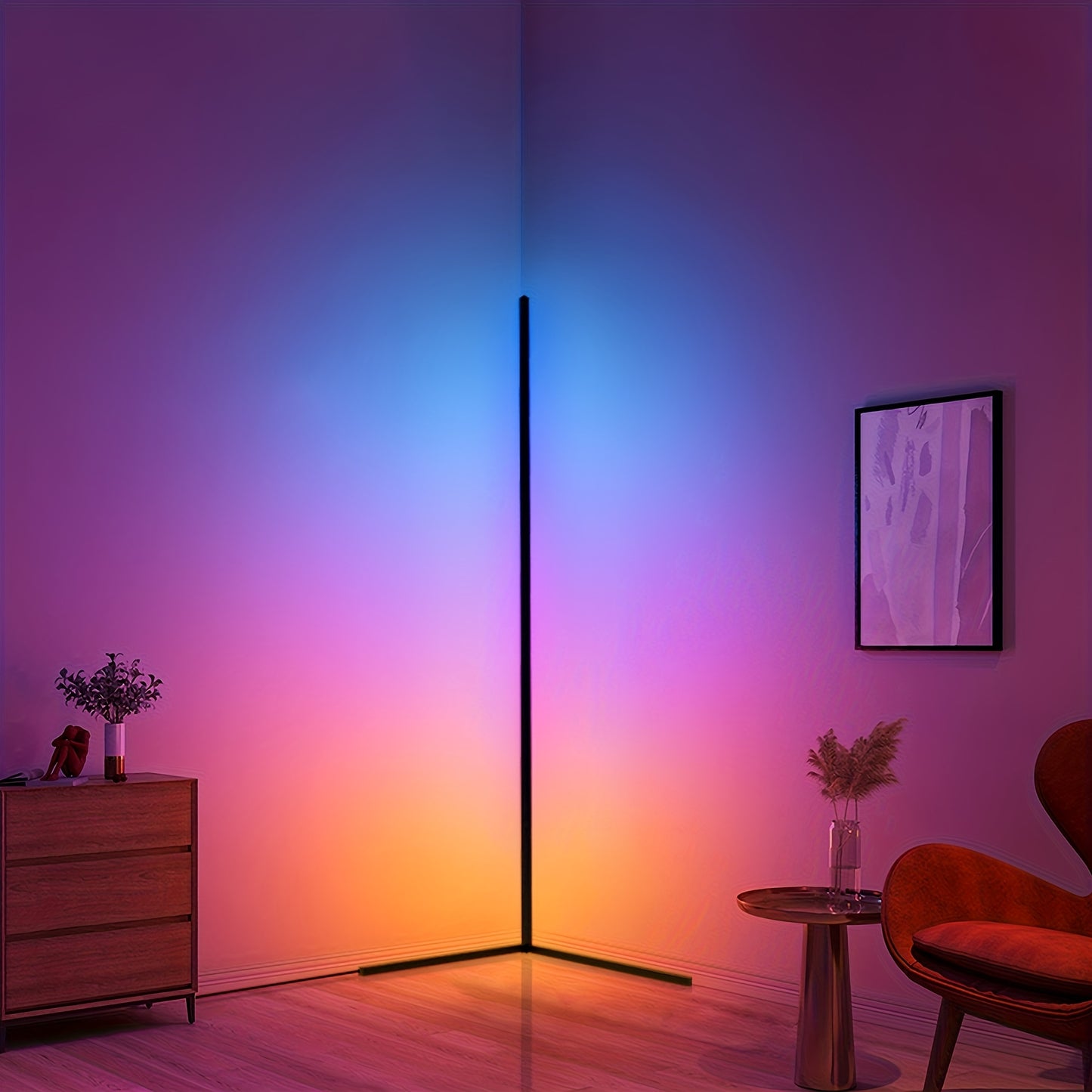 Corner Floor Lamp With RGB LED Remote App Music Sync