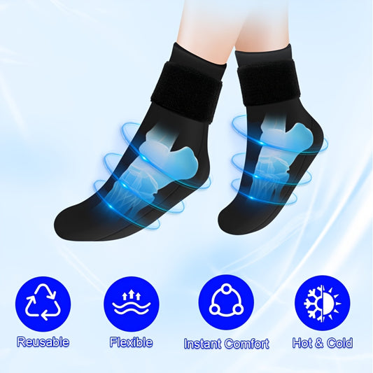 Reusable Gel Compression Ankle Socks - Adjustable, 360° Coverage, Soothing Lycra Ice Pack for Foot Support & Instant Comfort (1 Pair) - Revitalize Mind Body