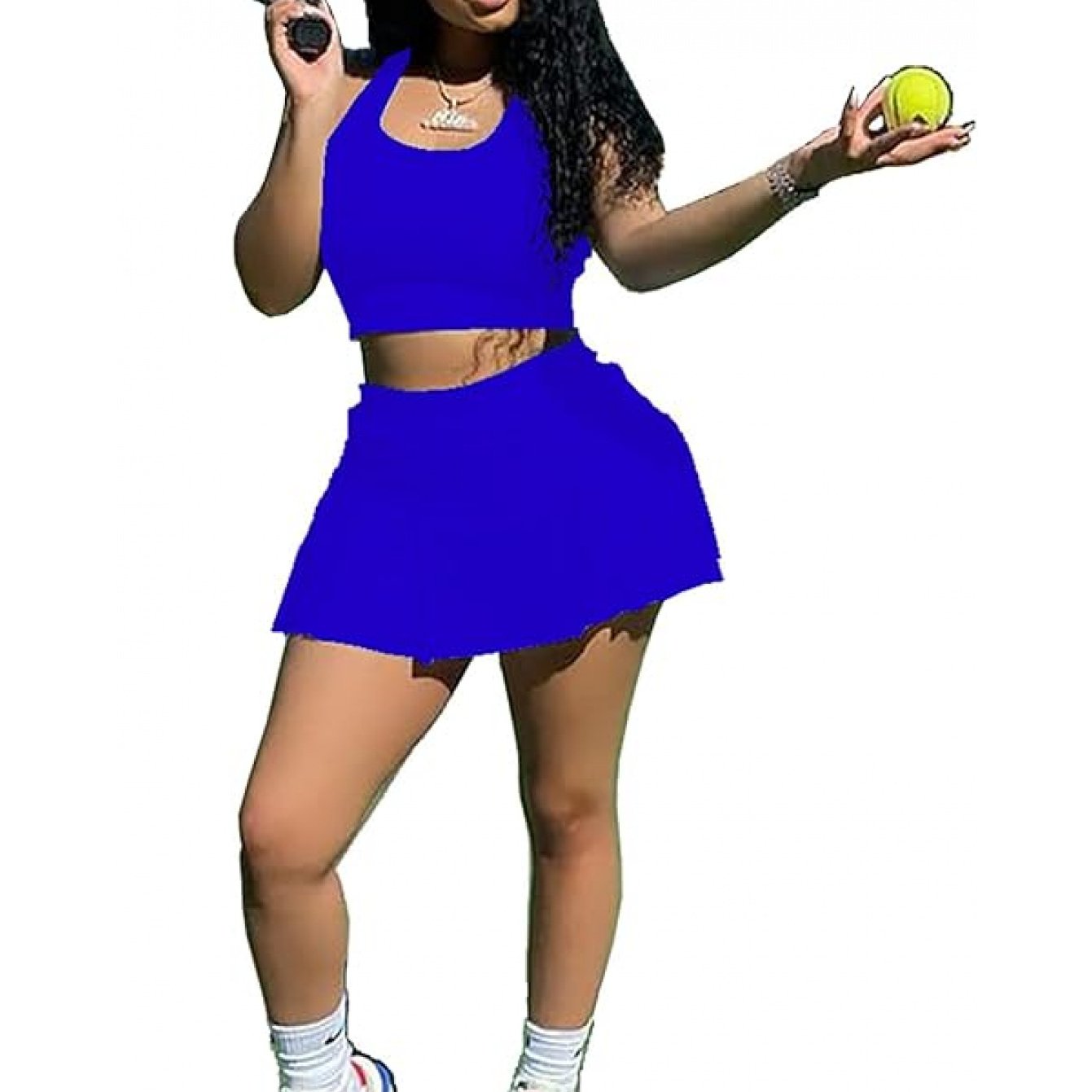 Women Athletic Sports 2pc Skirt Set Activewear Tank Top