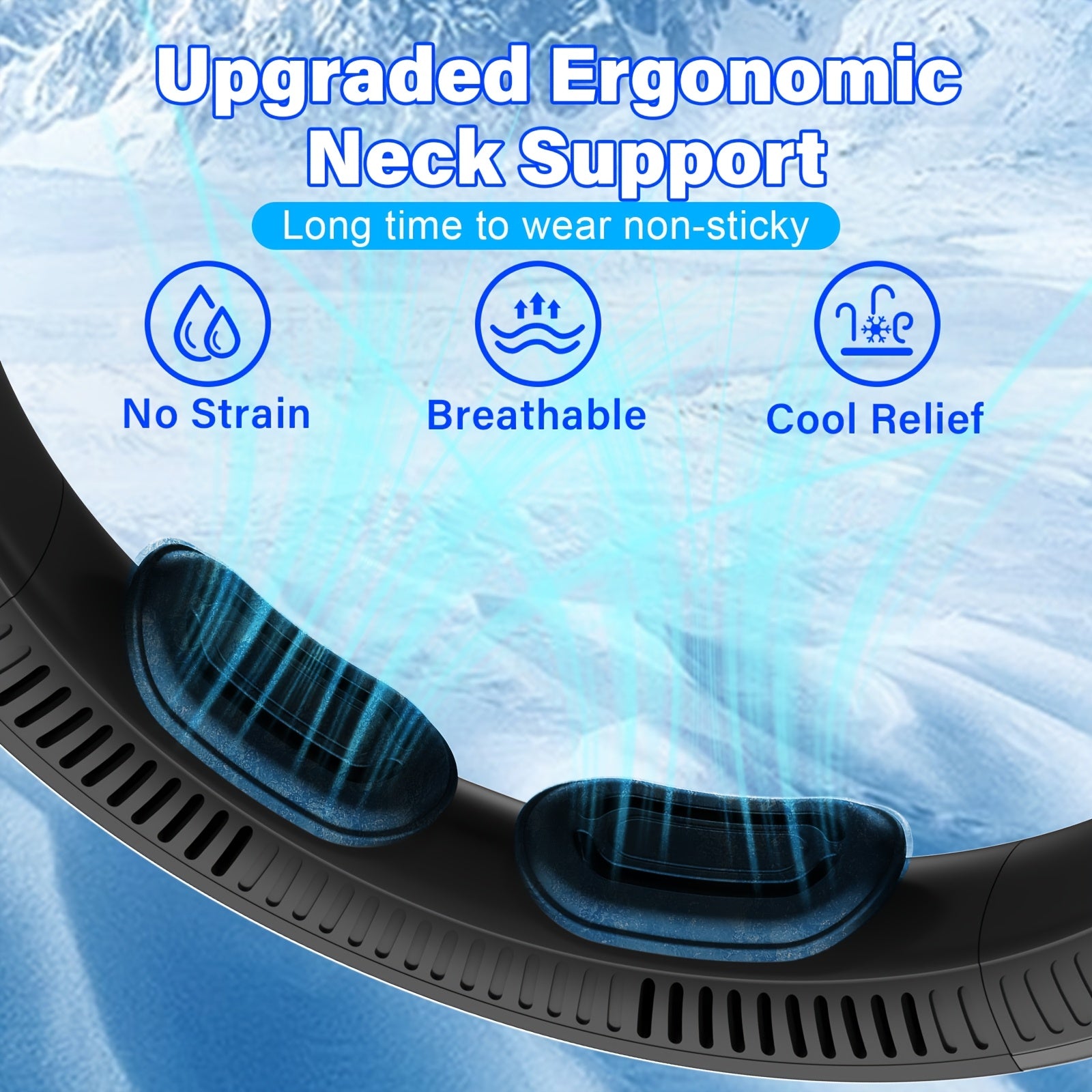 Neck Fan, Portable Personal Cooling Bladeless Sports Neck Fan, 5-Speed Wind Speed+omni-Directional Airflow + Anti-Slip Design, Ultra-Lightweight Body, Twistable Frame, Ultra-Low Noise, Suitable For Outdoor, Indoor, Travel And - Revitalize Mind Body
