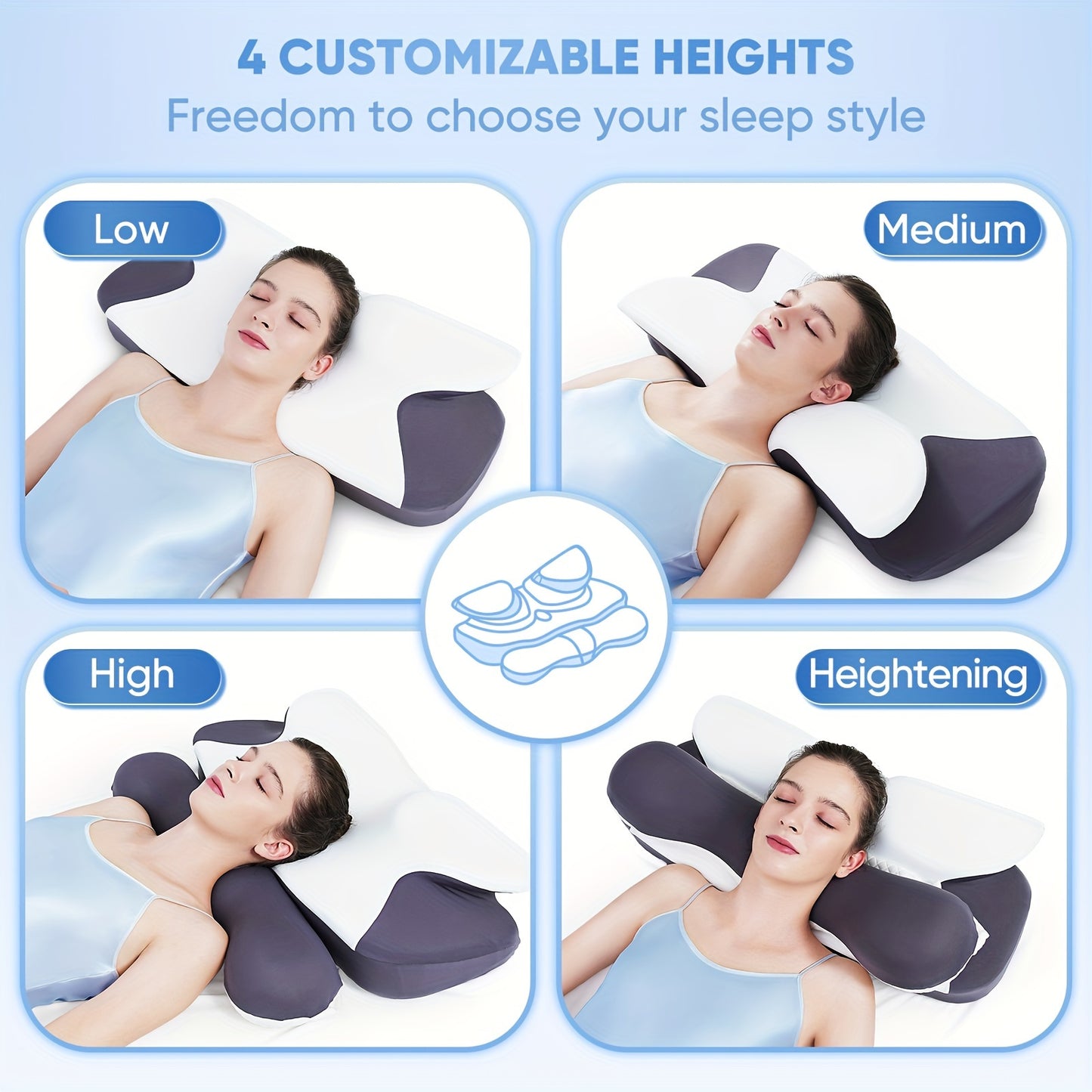 Ergonomic Cooling Sleeper Adjustable Height Pillow by Brand