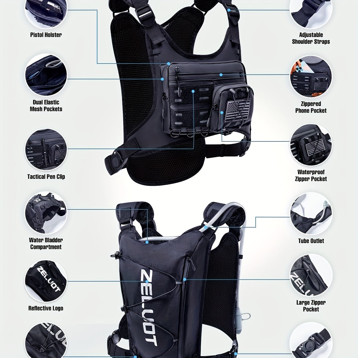 Lightweight Hydration Vest With 2L Bladder For Running - Revitalize Mind Body