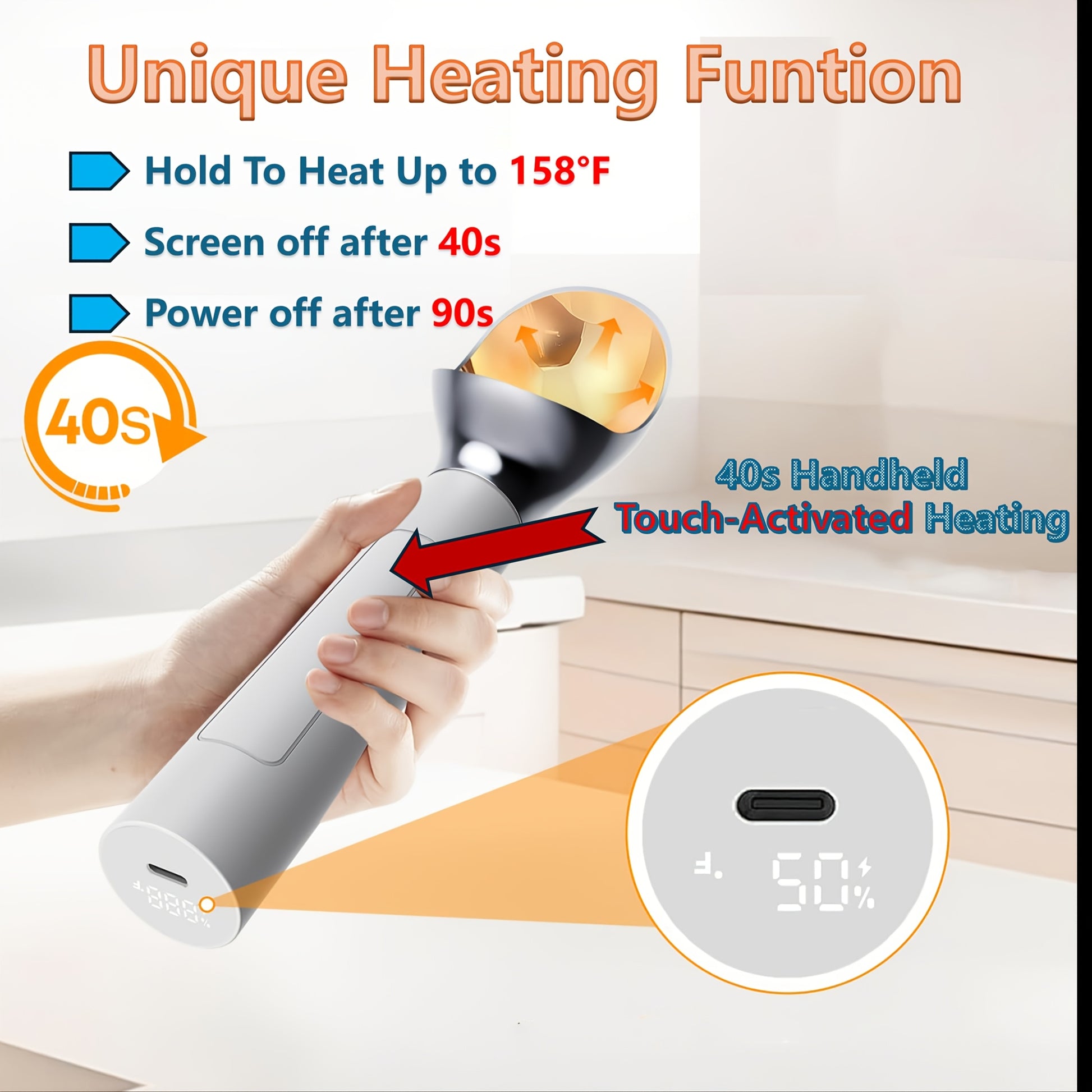 Handheld Electric Heated Ice Cream Scoop With Rechargeable Battery - Revitalize Mind Body