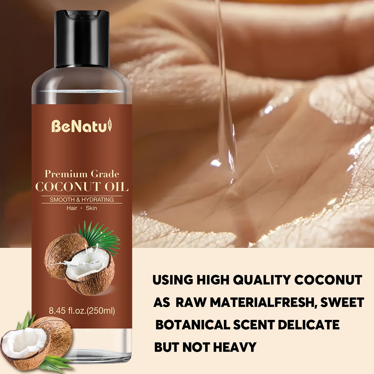 BENATU Castor Oil Jojoba Coconut Essential Oil Set - Revitalize Mind Body