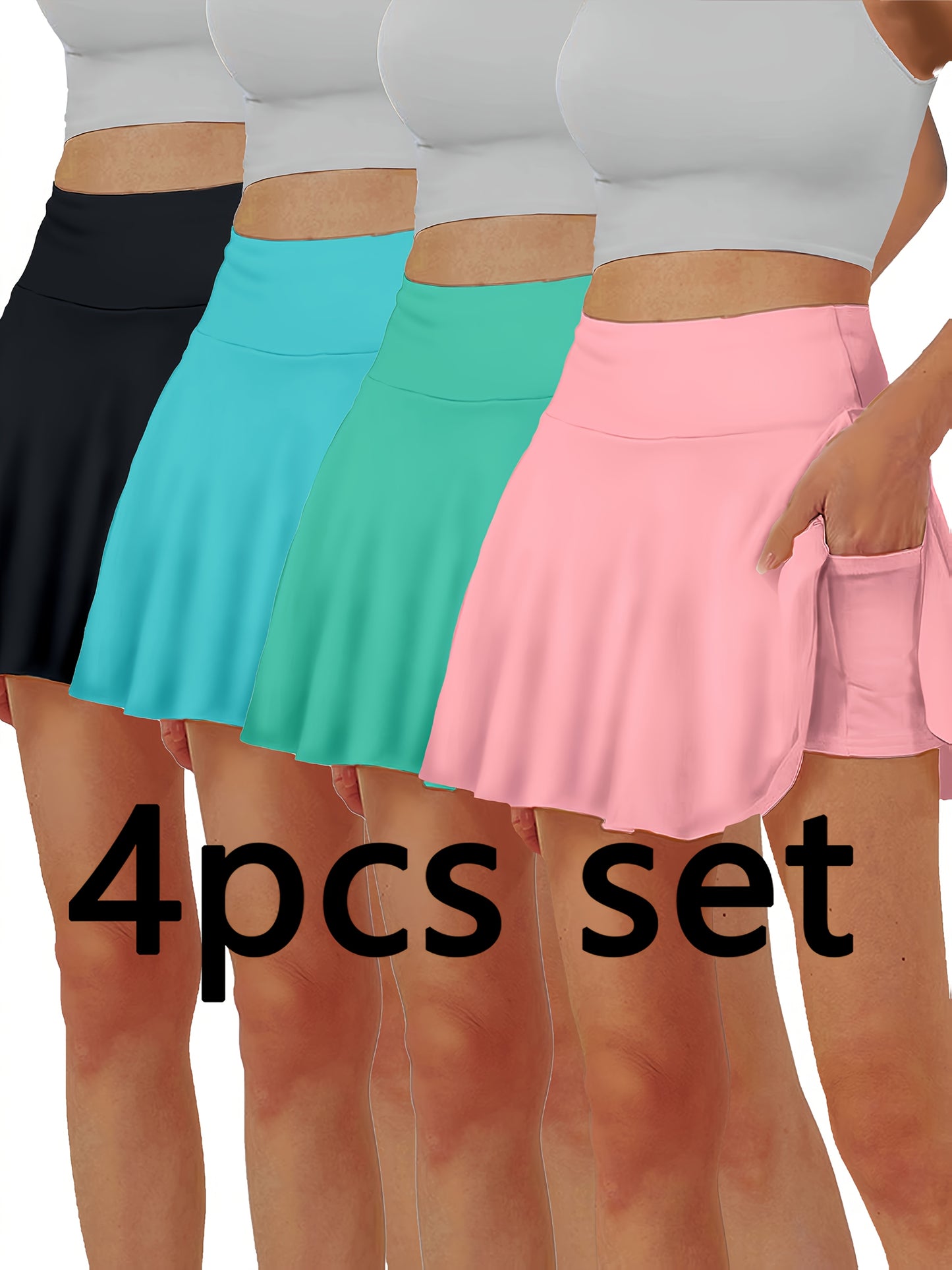 Breathable Women Yoga Skirt With Pocket Built In Shorts